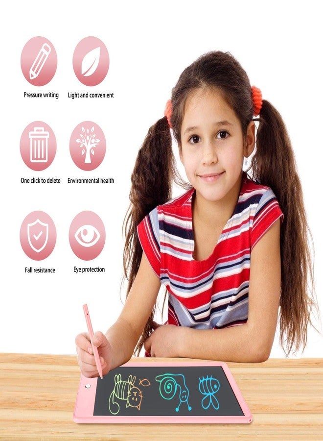 ERUW LCD Writing Tablet Colorful 10 Inch Electronic Graphics Doodle Board eWriter Drawing Pad with Memory Lock Gift for Kids & Adults Home School Office Handwriting Tablet (Pink) - Image 2